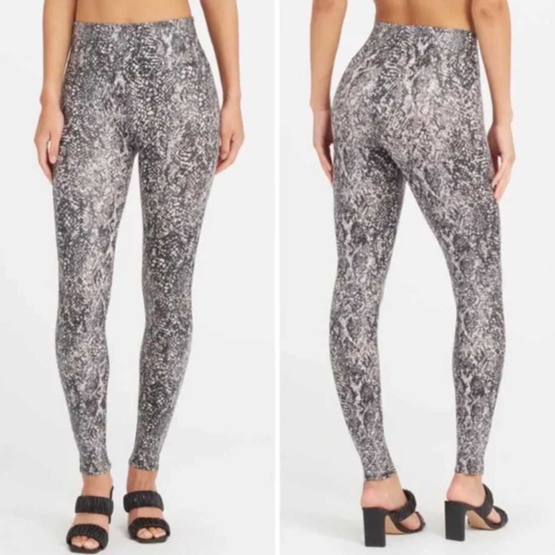 Spanx Faux Leather Snake Shine Leggings in Gray Snake Women’s Size Medium