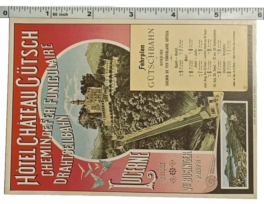 Anuncio postal Hotel Chateau Gutsch Chemin De Fer Funiculaire teleférico Lucerna Foto 3 de 4