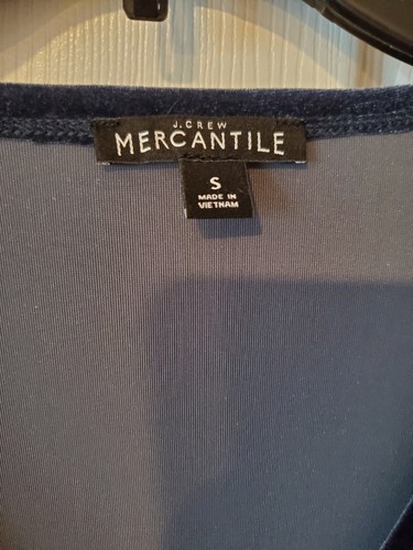 J. Crew Mercantile Blue Velvet Long Sleeve Stretch Wrap Top Small - Picture 3 of 7
