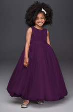 David's Bridal Ball Gown Flower Girl Dress with Heart Cutout, Plum, Size 12