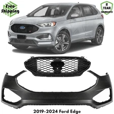 Front Bumper Cover Fascia & Grille Assembly Kit For 2019-2024 Ford Edge