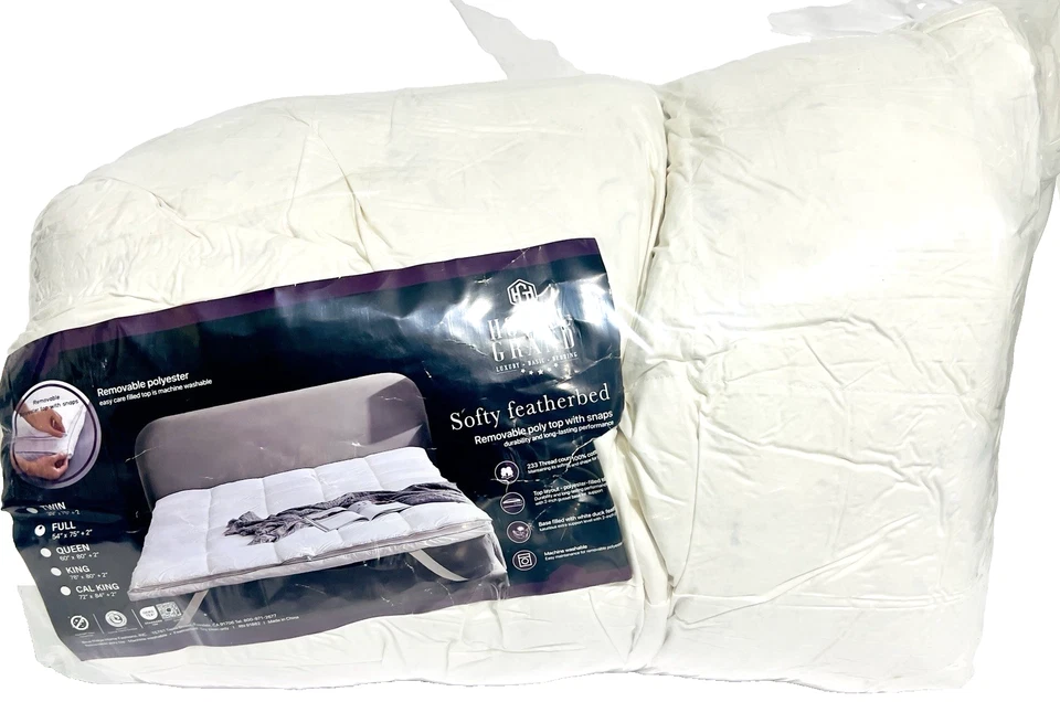 Hotel Grand Luxury Softy Feather Bed Topper- FULL with Removable Top W/ Snaps - Image 3 of 4