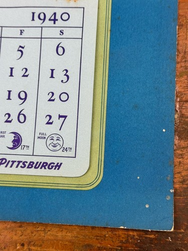 Calendario Pittsburgh Paints 1940 - B.T. Janvrin Sons Co. Hampton Falls, NH ~ 20"H - Imagen 11 de 14