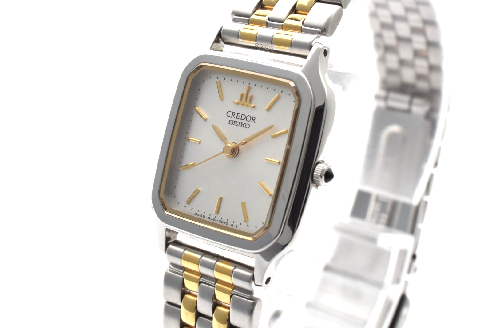 Vintage SEIKO Credor 4J81-5020 Gold Silver Dial Tank … - Gem