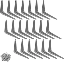 Metal 4" X 5" Inch Wall Corner Angle Shelving Shelf Brackets, Grey, Pack of 20