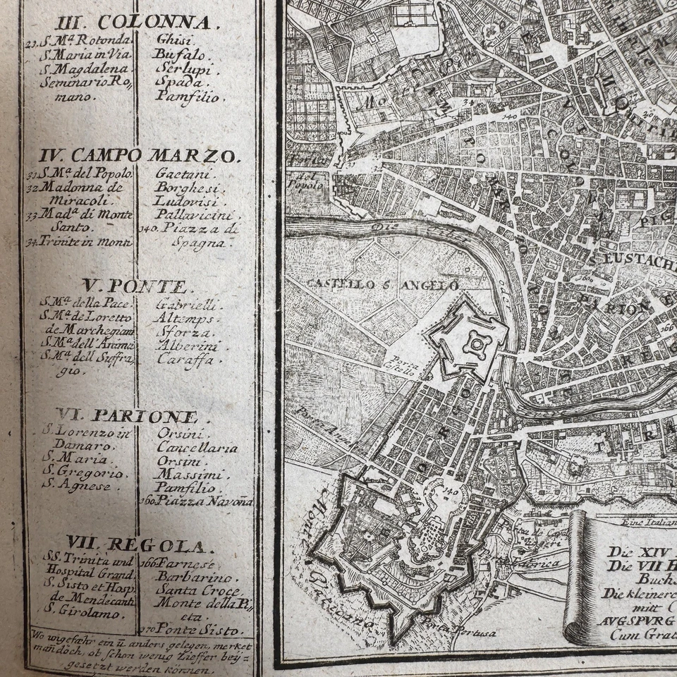 1720 Roma, Italia Mapa “Roma Moderna” Por Gabriel Bodenehr Placa Cobre Original Foto 4 de 4