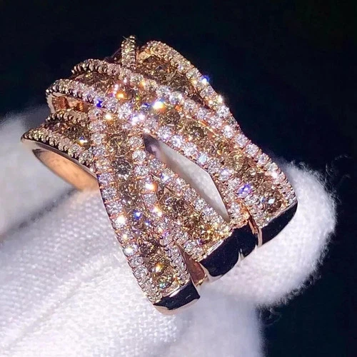 2.50Ct Round Cut  Lab Created champagne Wedding Ring 14K Rose Gold Plated Silver