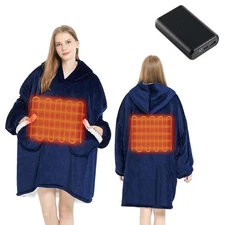 Homemate Heated Wearable Blanket Hoodie w/ 7.4V Battery - Oversized, Plush