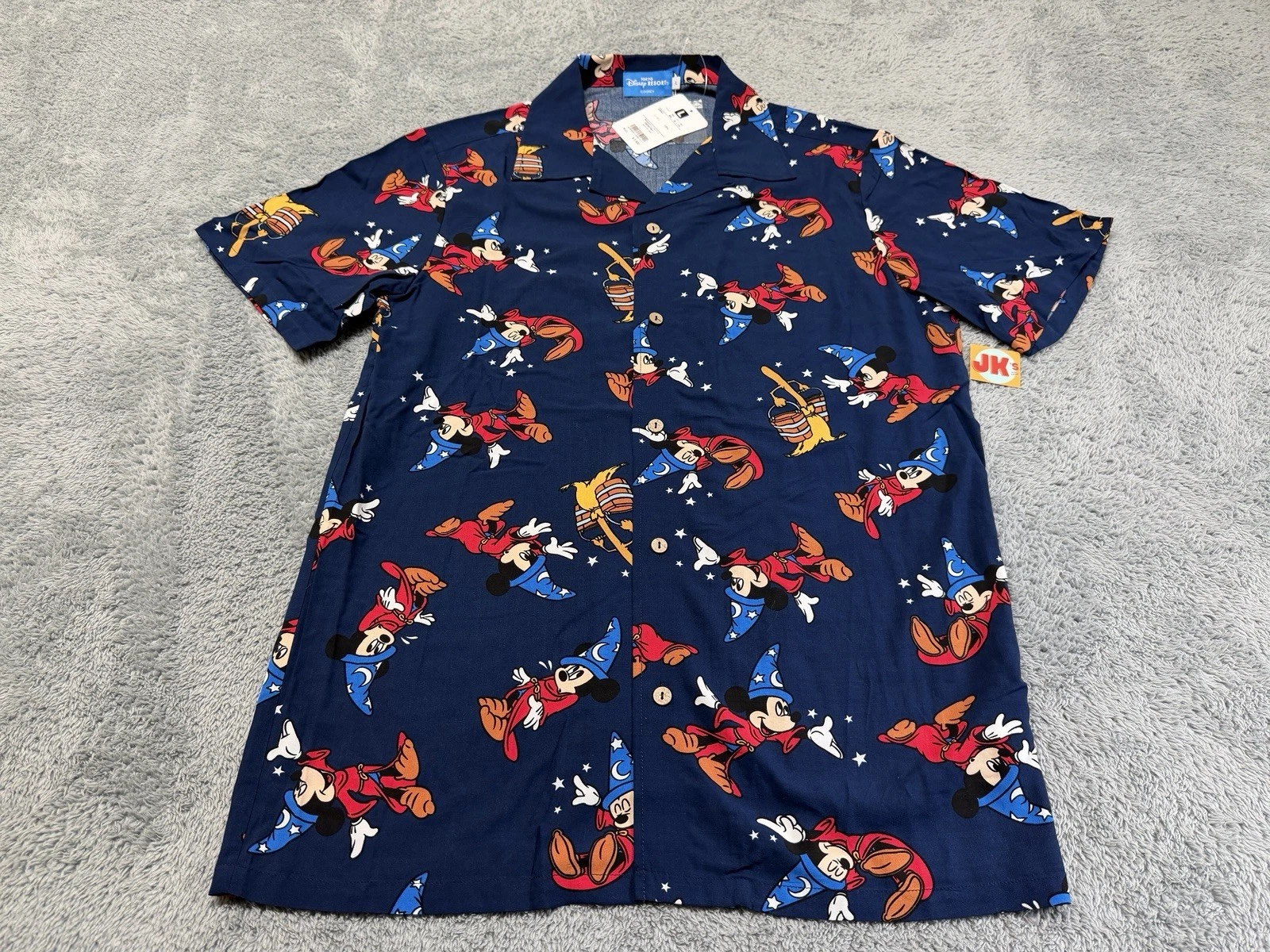 NEW Tokyo Disney Resort Sorcerer Mickey Shirt Adult Large Fantasia Button Up