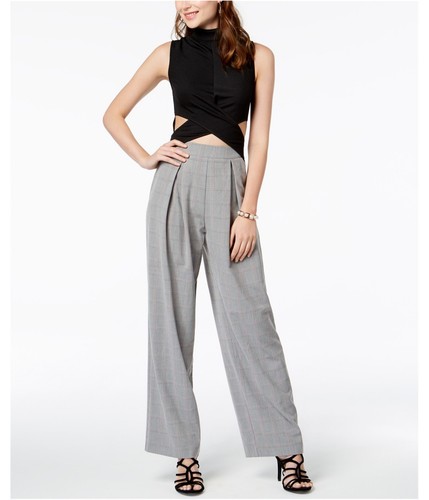 XOXO Womens Mock Neck Jumpsuit, gray, M