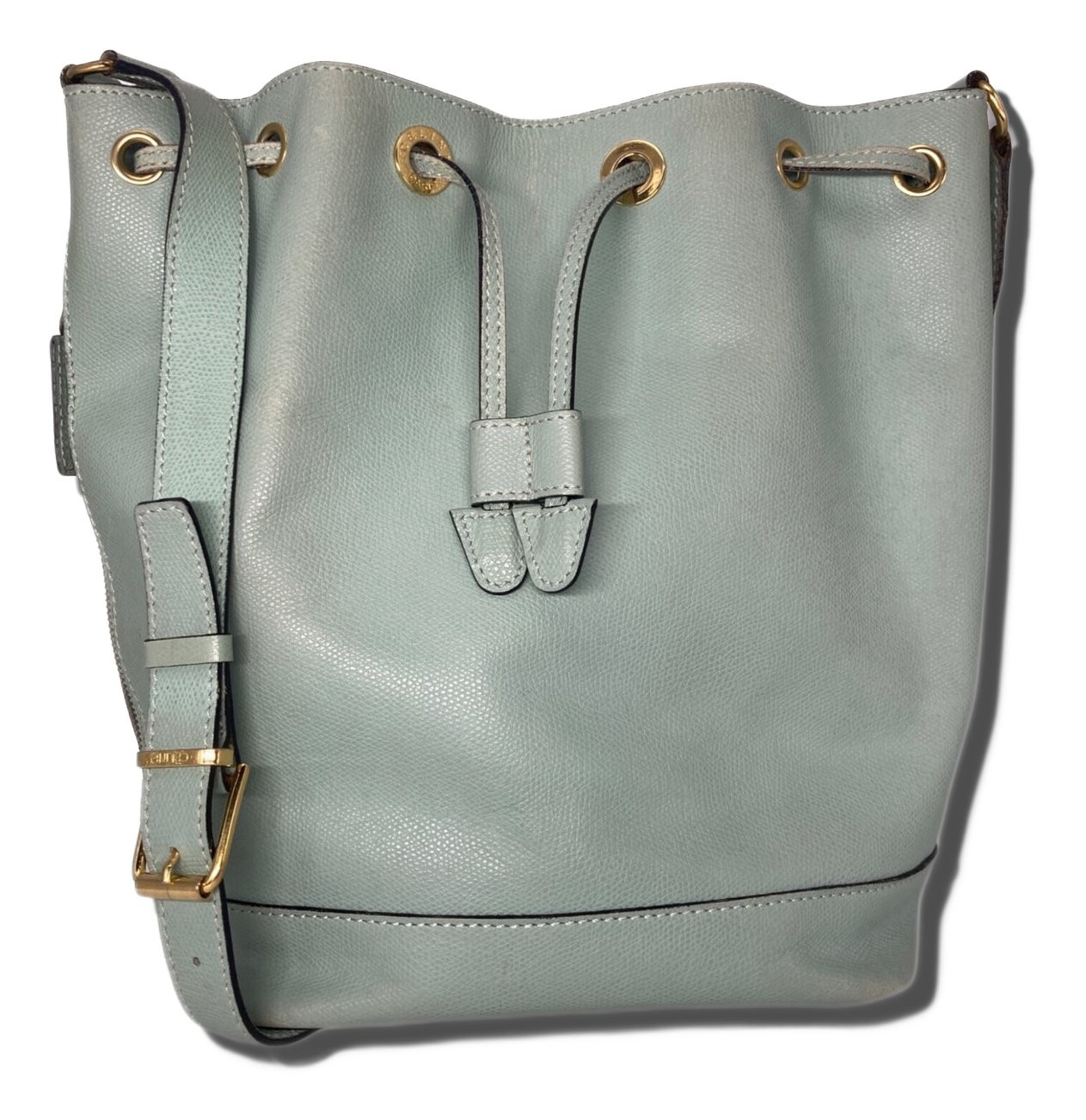 CELINE Drawstring Shoulder Bag Emerald Green Auth… - image 1