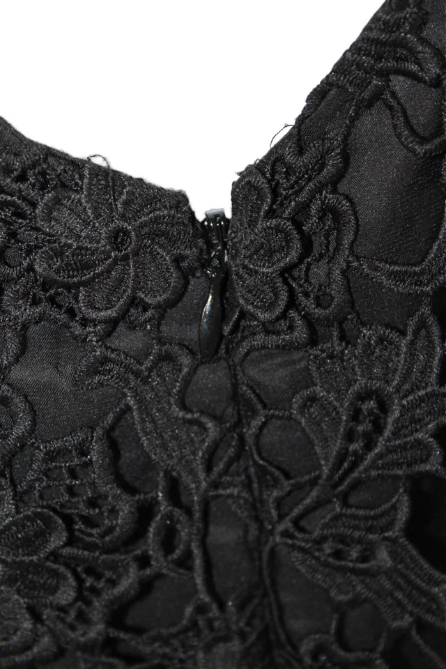 ERIN Erin Fetherston, Mujer Negro Floral Cuello en V Maxi Vestido Sin Mangas Cremallera Talla 12 Foto 4 de 4