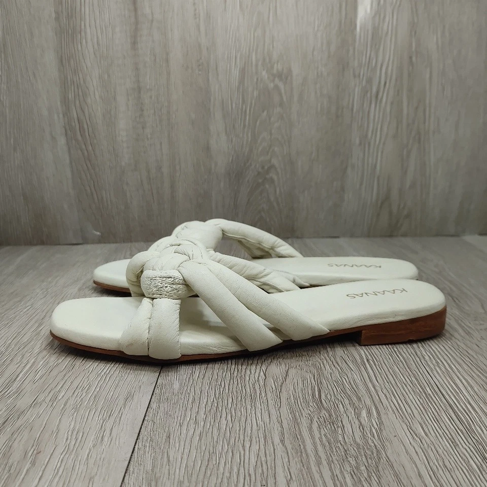 Sandalias Kaanas Bintulu Nudo Náutico Cuero Marfil Crema Deslizable 9 Planas Blancas Foto 4 de 4