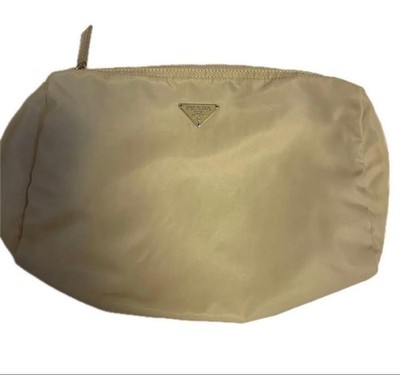 Prada Tasche Nylon Authentic Zip Closure Logo Triangle Plate ivory beige Kosm...