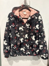 Vintage Disney Store Faux Fur Hooded Minnie Mouse Adult Coat Full Zip Sz M