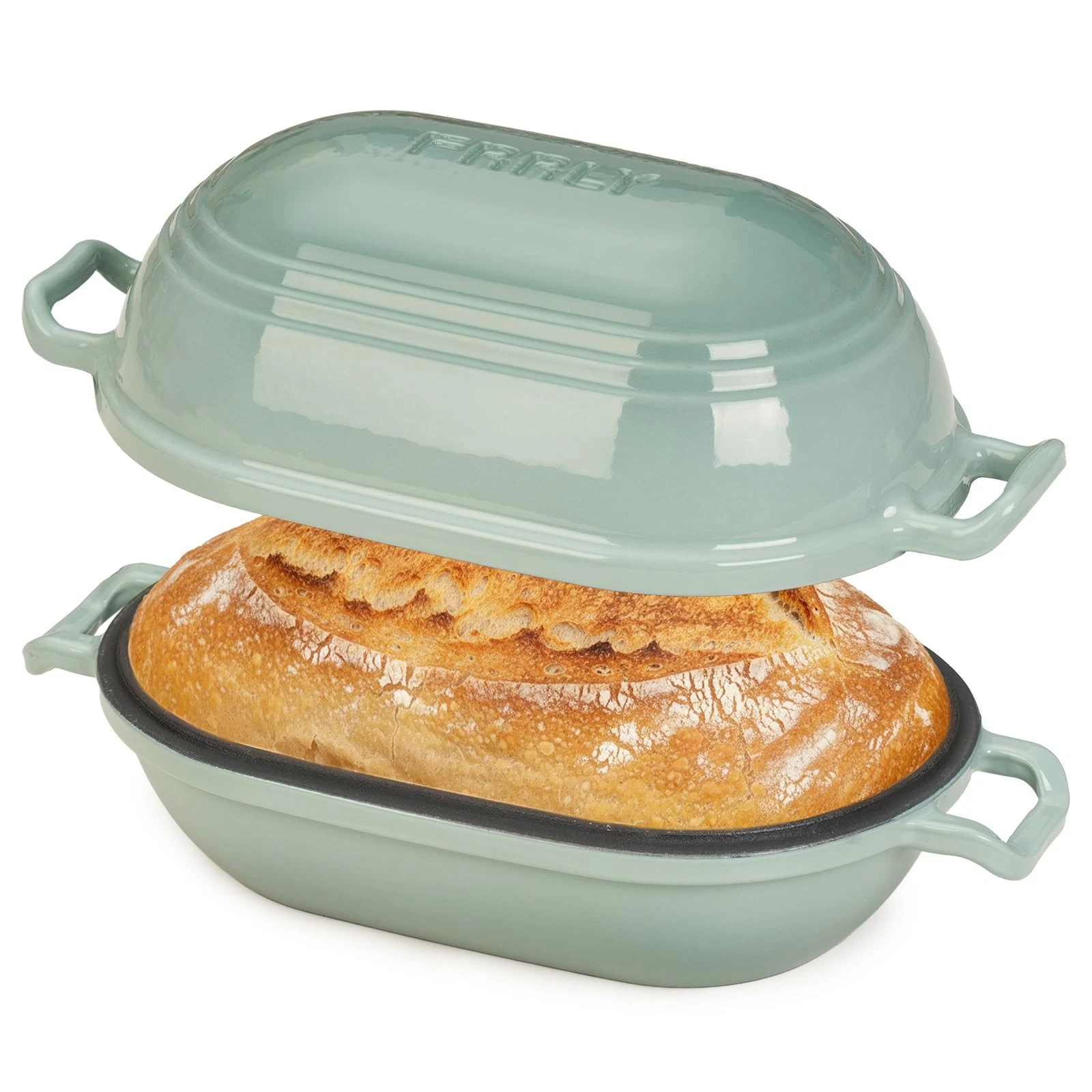 Enameled Cast Iron Dutch Oven 9 x 5-4/5 Inch Oval Bread Pan with Lid 2.8QT Safe