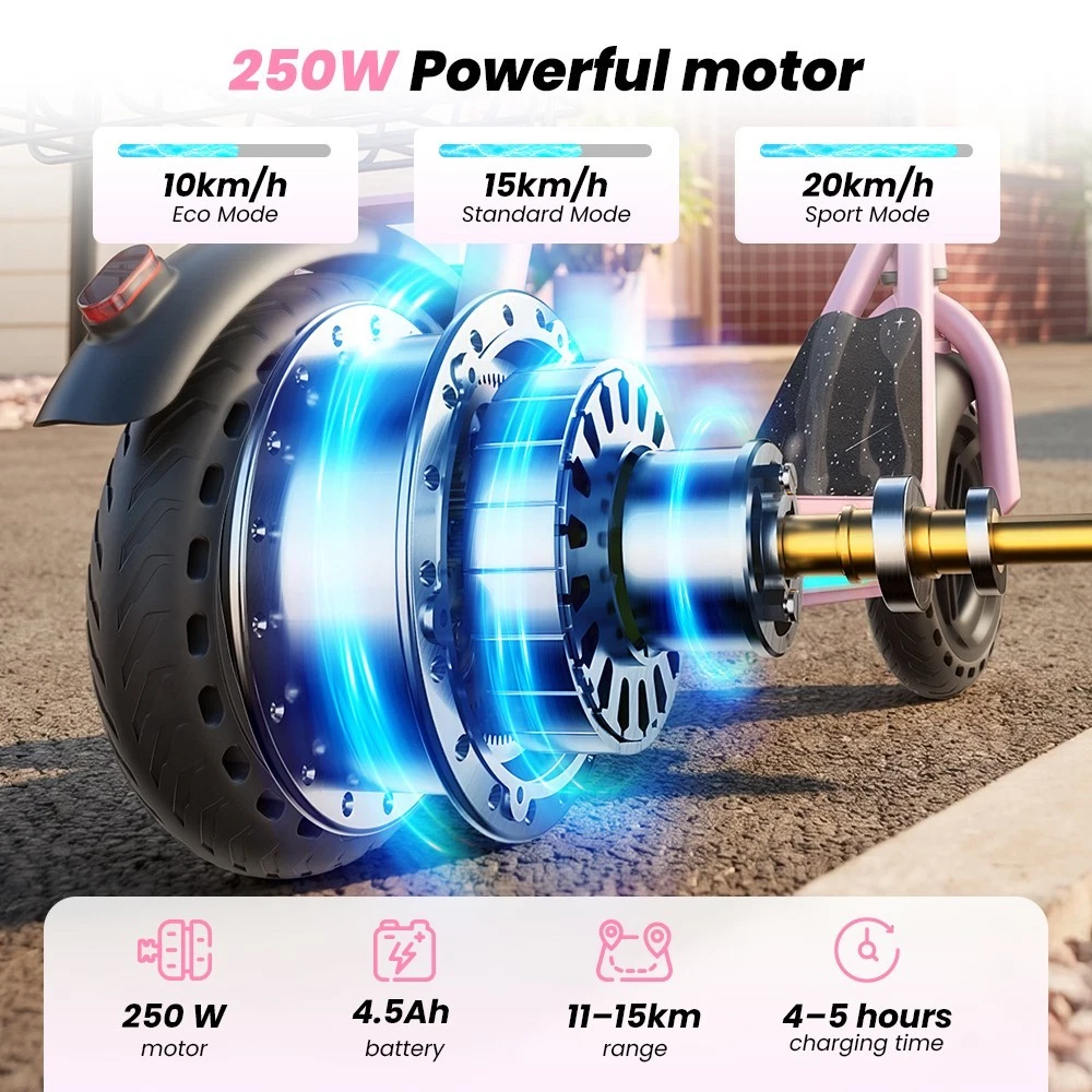 iK7 Elektroroller 2in1 250W 20km/h Kinder E-Scooter mit abnehmbarem Sitz & Korb - Bild 10 von 23