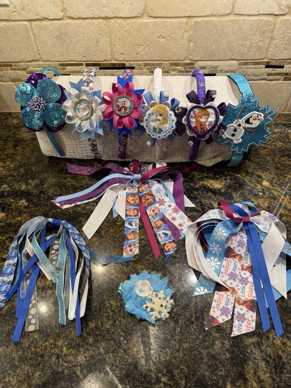DISNEY Anna Elsa FROZEN Headband Hairbow Hair Bow Boutique LOT Outfit  Boutique