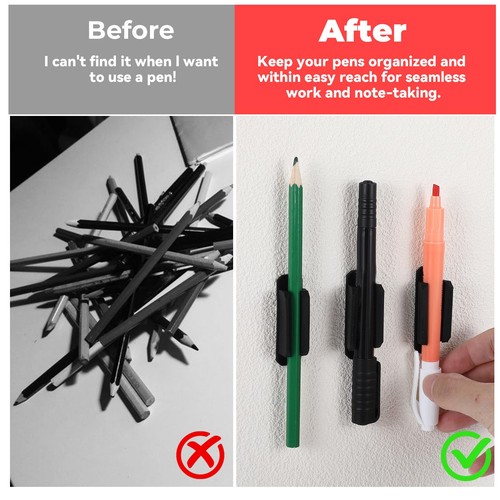6 Pack Pen Holder for Desk, Silicone Adhesive Pencil Holders - Picture 6 of 7