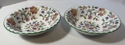 Minton Haddon Hall Bone China Coupe Cereal Bowls 6.5'' Made in England Set of 2