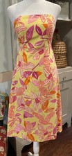 VTG Lilly Pulitzer Dress Pacific Wing Pink Orange Floral Parrot White Label Sz 2