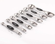 Magnetic Measuring Spoons Set Stainless Steel with Leveler, Stackable Metal T...