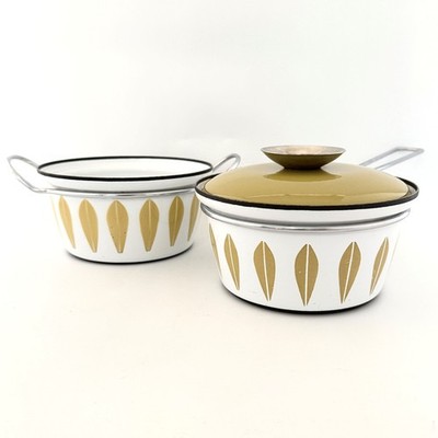 Cathrineholm Lotus Mustard Green 3 Piece Sauce Pan & Casserole Pot with 1 Lid