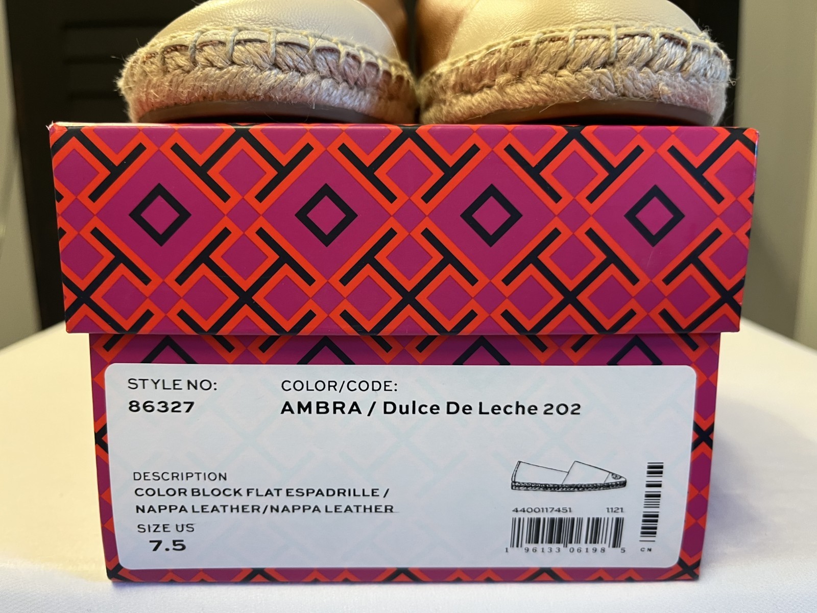 Tory Burch Leather Ambra Dulce De Leche Color Block Espadrille Shoes - Size 7.5 thumbnail 5