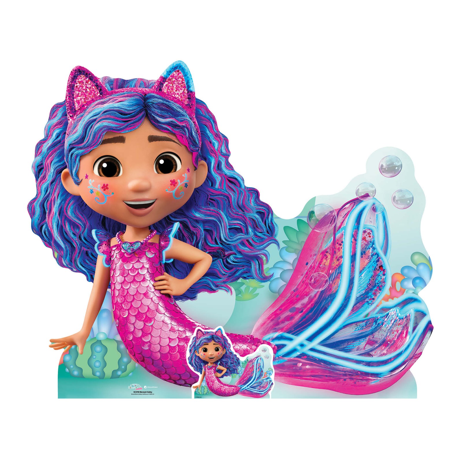 Mermaid Gabby Cardboard Cutout from Gabby's Dollhouse: The Movie with Free Mini