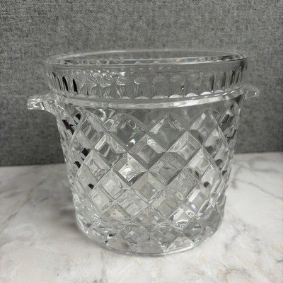 Vintage Bohemian Cut Crystal Ice Bucket 5-1/4 tall x 5-1/2  Diameter Heavy! EUC