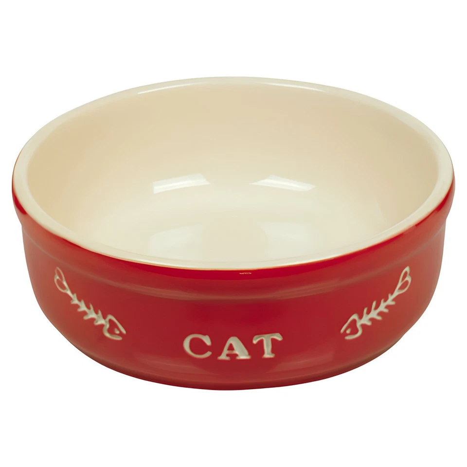 Nobby Katzen Keramikschale Cat rot/beige 13,5cm Durchmesser 5cm Napf - Bild 1 von 1