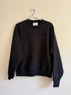 AMI Paris Ami de Coeur Crewneck Sweatshirt Mens Size M Black Red Heart Logo