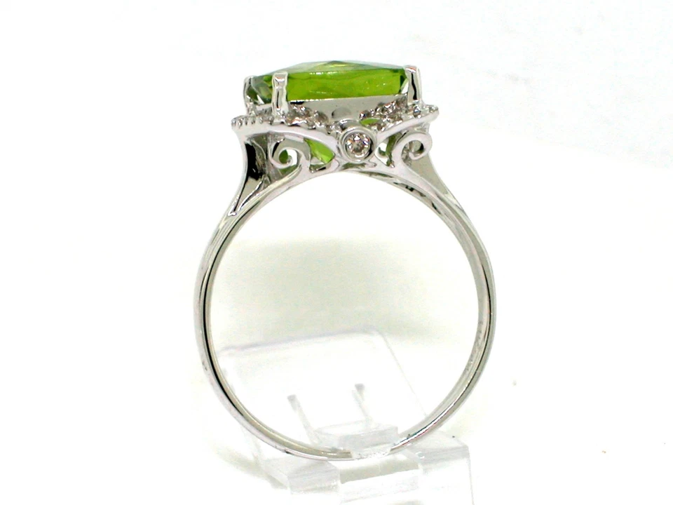 Peridot Ring 585 Weißgold 14Kt Gold natürlicher Peridot 4,6ct 32 Brillanten - Bild 4 von 4