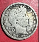 1909D US Barber SILVER Quarter "Philadelphia" Mint! VG Details! Old US Coin!