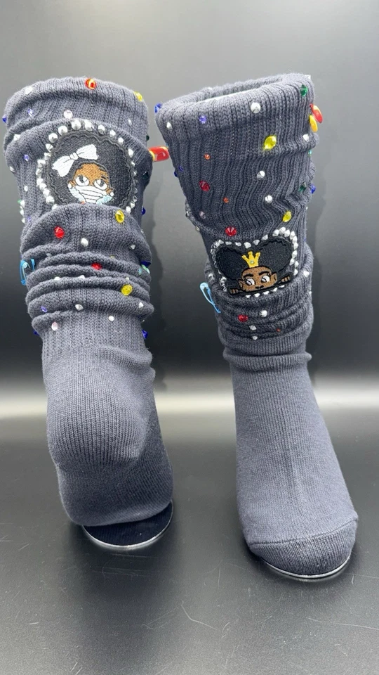 Носки Junk Sox Social Anxiety украшенные на заказ уличная одежда ручной работы один размер - Изображение 4 из 4