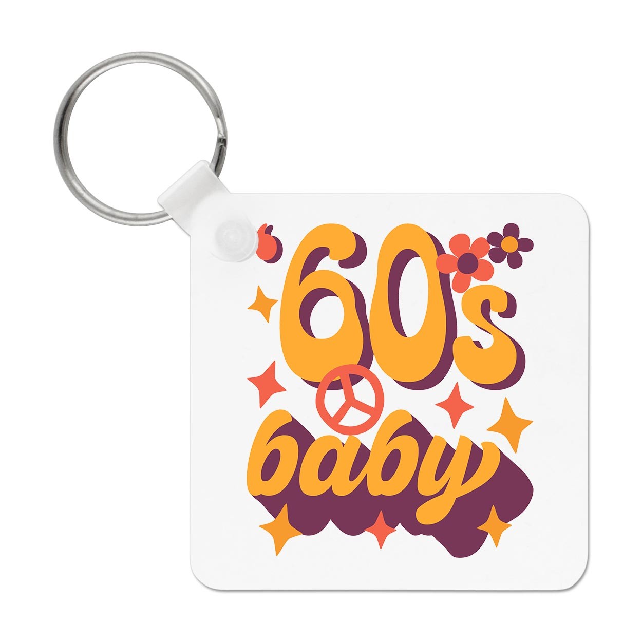 60s Baby Keyring Key Chain Born 1960 Birthday Brother Sister Retro Best Friend