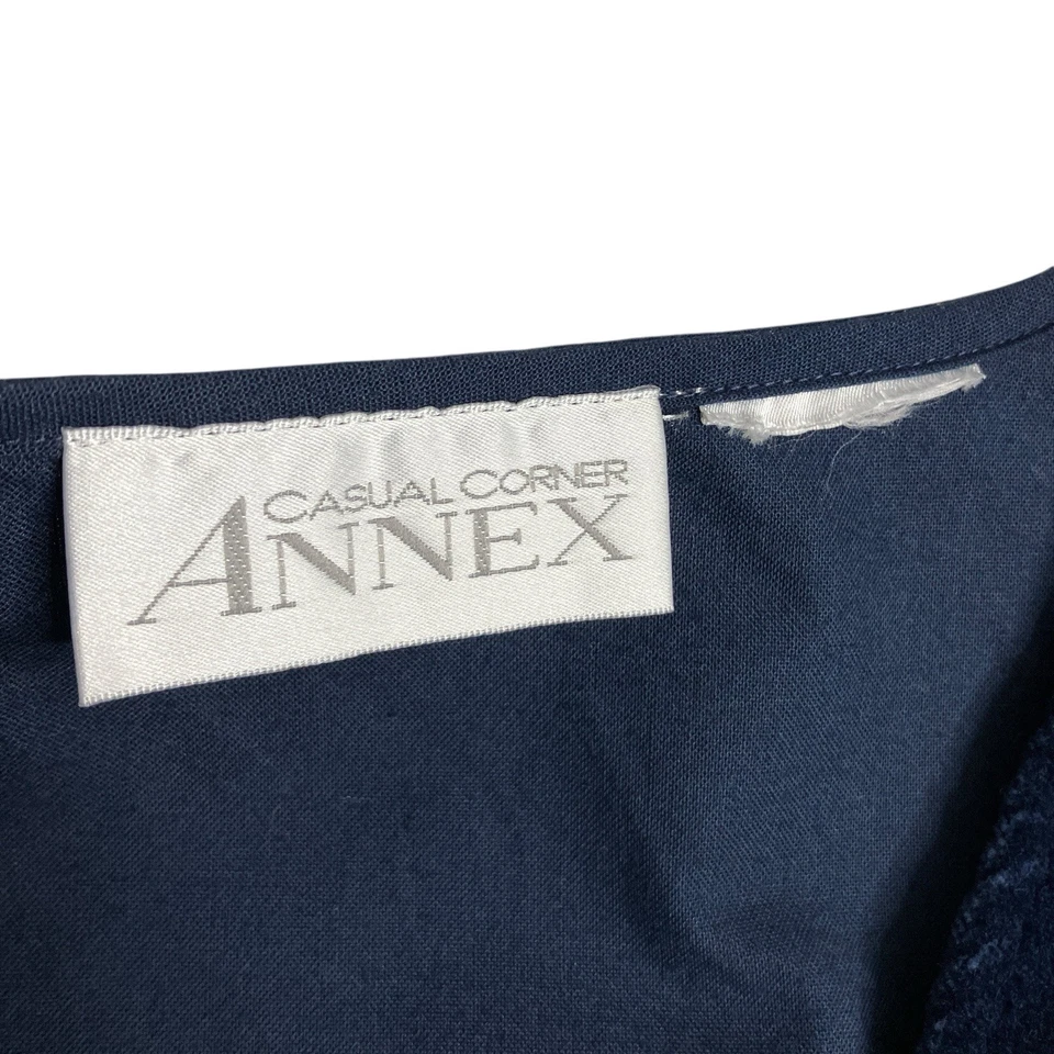 Vintage Casual Corner Vest Women M/L Blue Floral Beaded Velvet Velour Button 90s - Image 3 of 4