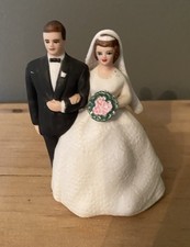 Vintage Ceramic Lefton Bride and Groom Cake Topper EXCELLENT