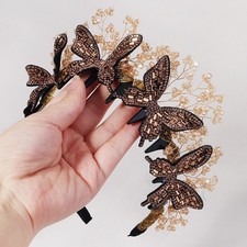 Women's 3D Butterfly Hair Clip with Rhinestone Crystals and Vine Details