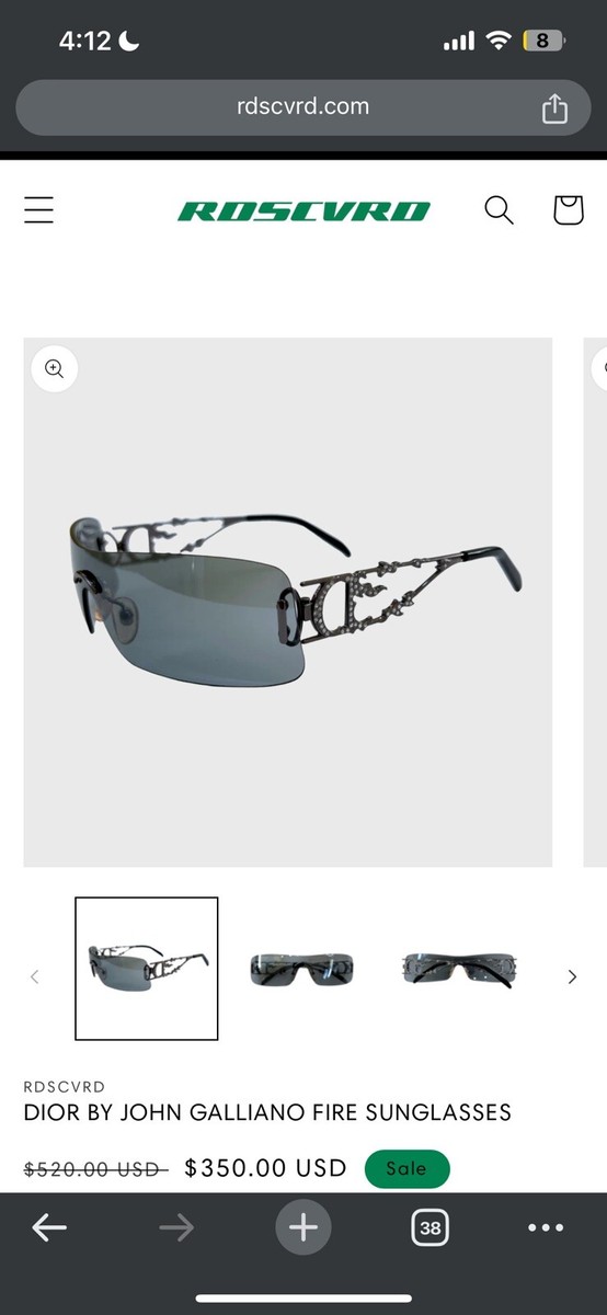 Dior by Galliano Fire Sunglasses Rimless Crystals