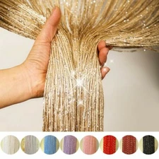 US Glitter String Door Curtain Beads Room Dividers Beaded Fringe Window Panel 2m