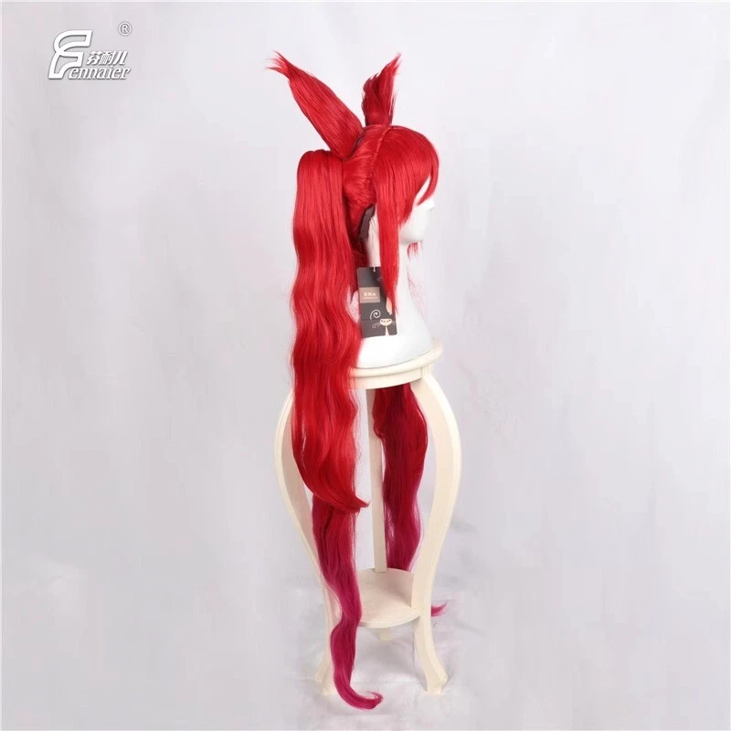 Peluca Cosplay League of Legends Jinx Star Guardian Peluca Larga Roja Peluca Peluca Foto 3 de 4