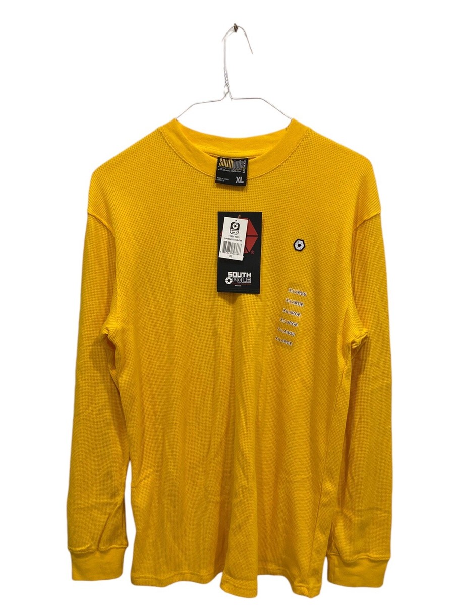 Y2K Southpole Thermal Shirt Yellow Waffle Knit Textured Men's Size
