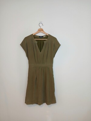 Madewell Silk Moonset Dress Olive Green Size 2
