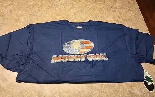 T-Shirt Mossy Oak Hunting Patriotic Stars Stripes Navy Blau 2XL KURZARM