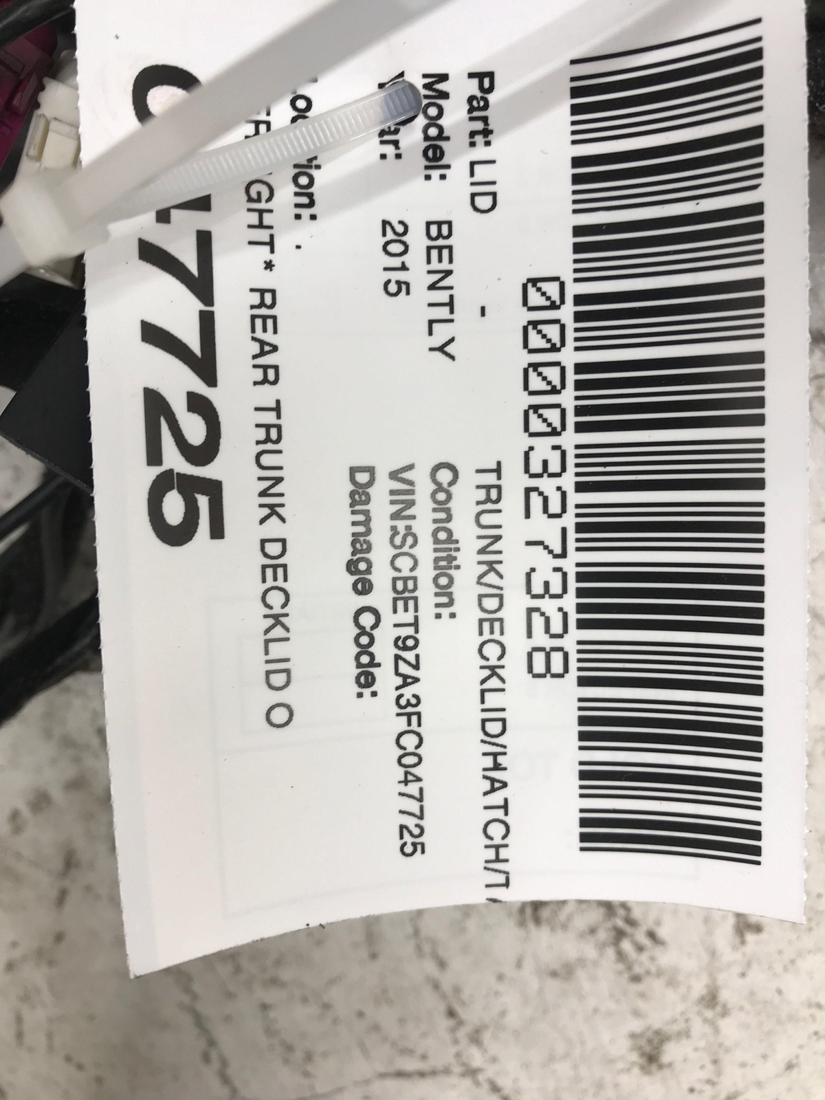 2013 - 2019 BENTLEY FLYING SPUR OEM REAR TRUNK DECKLID *PAINT CHIPS/SCRATCHED*