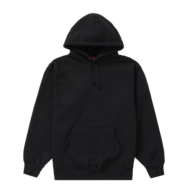 SUPREME 2022 FW SATIN APPLIQUE HOODED SWEATSHIRT PULLOVER BLACK S