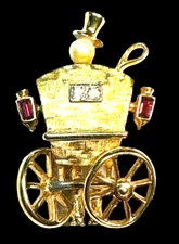 CIRO Vintage Horse & Buggy Wagon Stage Coach Pin Brooch