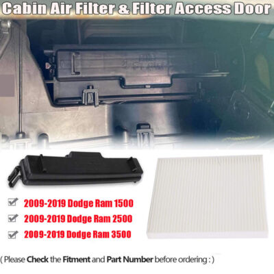 Cabin Air Filter w/Filter Access Door Kit For 2009-19 Dodge Ram 1500/2500/3500