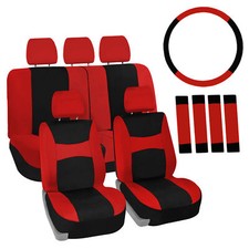 Fh Group Universal Fit Cloth Car Seat Covers Covers W Steering Cover Full Set